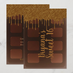 Invitation Chocolat Gold Chocolate Barre de sucré 16 Partie