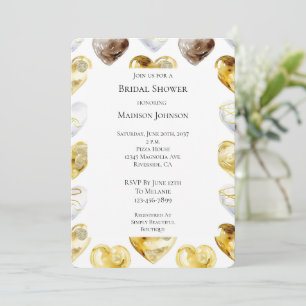 Invitation Chocolat Gold White Hearts Fête des mariées