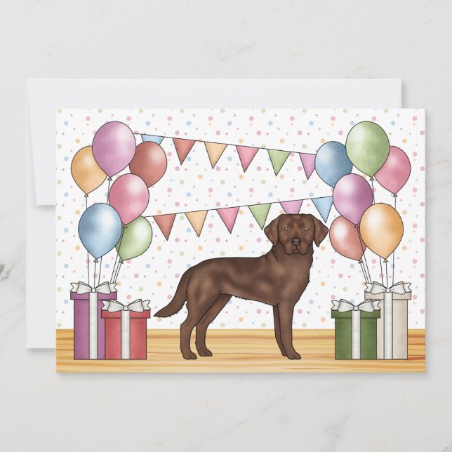 Invitation Chocolat Labrador Retriever Chien coloré Anniversa (Devant)