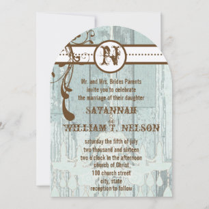 Invitation Chocolat Menthe Campagne Chic Bois de Grange Rusti