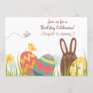 Invitation Chocolat mignon lapin et oeufs de Pâques Anniversa