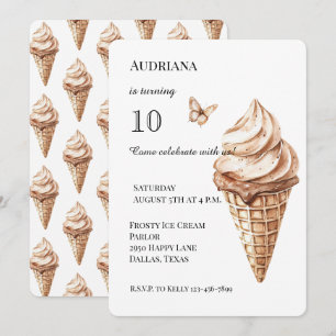 Invitation Chocolat Mocha Vanilla Ice Cream Cone Anniversaire