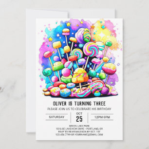 Invitation Chocolat sucré coloré Anniversaire