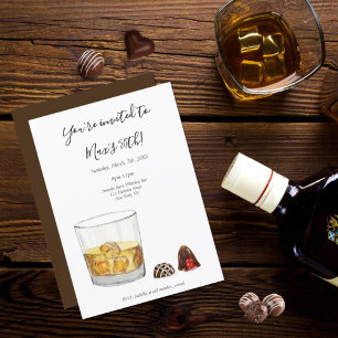 Invitation Chocolate Truffes Aquarelle Whisky Anniversaire