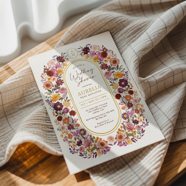 Invitation Chocs Chic Fleurs Wedding shower Monogramme (Créateur téléchargé)