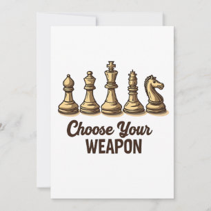 Invitation Choisissez Votre Arme Drôle Joueur D'Échecs