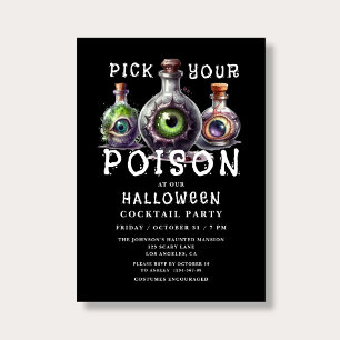 Invitation Choisissez votre poison Cocktail Party Halloween