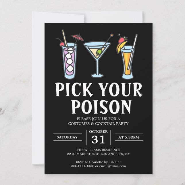 Invitation Choisissez votre poison Halloween Cocktail Adulte  (Devant)