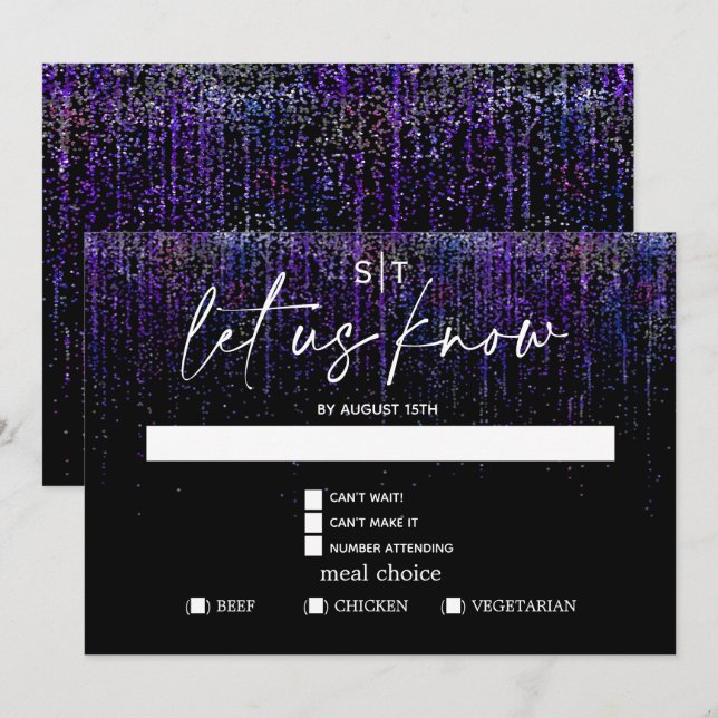 Invitation Choix de repas moderne RSVP Edgy Parties scintilla (Devant / Derrière)