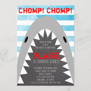 Invitation Chomp Chomp Thème de requin Anniversaire Garçon ra