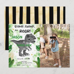 Invitation CHOMP ET RACINE ! Sa Photo Dinosaure