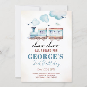 Invitation Choo Choo Train Transport Garçon Anniversaire
