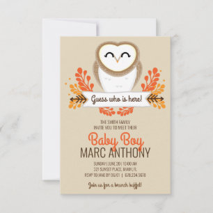 Invitation chouette d'automne SIP & VOIR baby shower d'automn