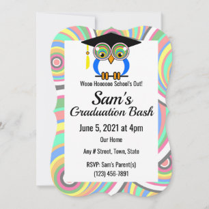 Invitation Chouette de graduation - Amusant, coloré, Célébrat