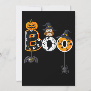Invitation Chouette Halloween avec chapeau de sorcière et ara