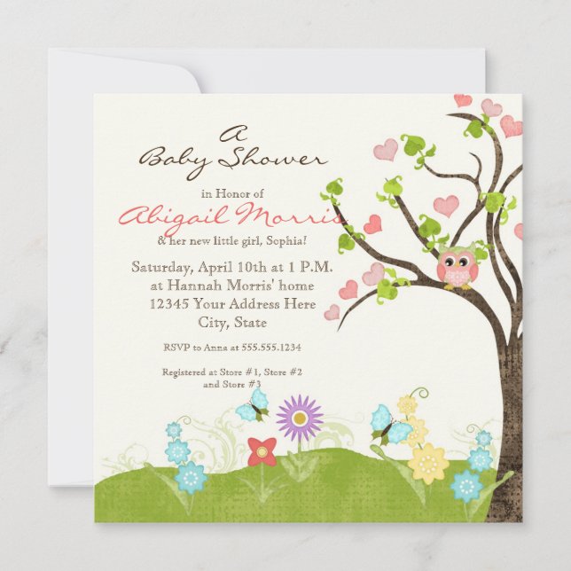 Invitation Chouette mignonne à lunettes de soleil Arbre de vi (Devant)