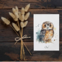 Chouette mignonne en aquarelle, personnalisable