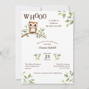 Invitation Chouette mûre sur le Baby shower d'aquarelle de br