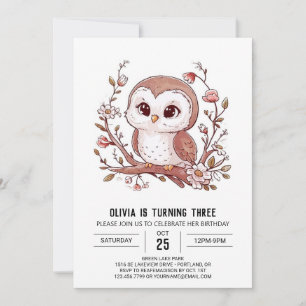 Invitation Chouette numérique Editable Woods Anniversaire