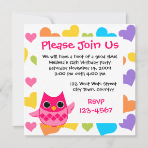 Invitation Chouette rose