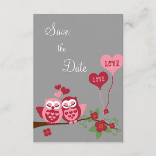 Invitation Chouettes amoureuses Enregistrer la date