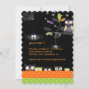 Invitation Chouettes colorées éffrayantes de plaisir Hollowee