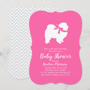 Invitation Chow Chow Chien Baby shower fille rose