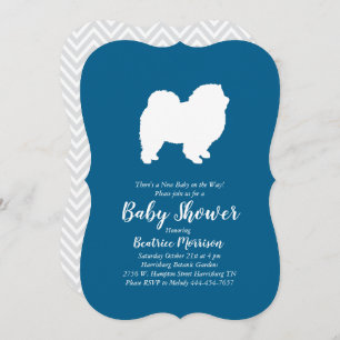 Invitation Chow Chow Chien Baby shower Garçon bleu