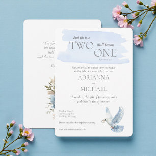 Invitation Chrétien Deux En Un Aquarelle Bleu Clair