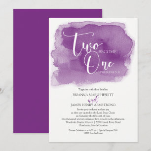 Invitation Chrétien Mariage Aquarelle violette