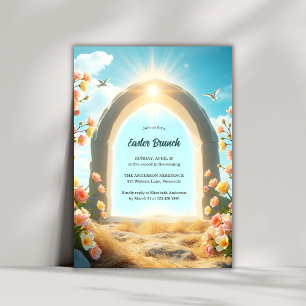 Invitation Christ Est Ressuscité Floral Religieux Brunch de P