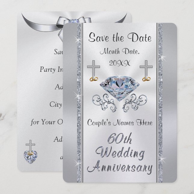 Invitation Christian 60th Save the Date Anniversary Party (Devant / Derrière)