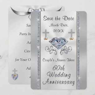 Invitation Christian 60th Save the Date Anniversary Party