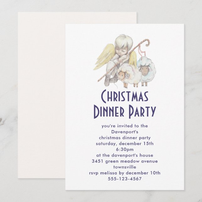 Invitation Christian Angel Shepherd avec Dîner des moutons (Devant / Derrière)