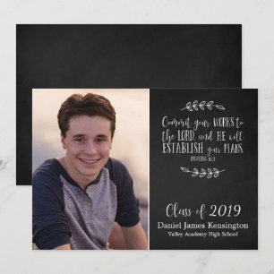 Invitation Christian Bible Verse Graduation Chalkboard Photo