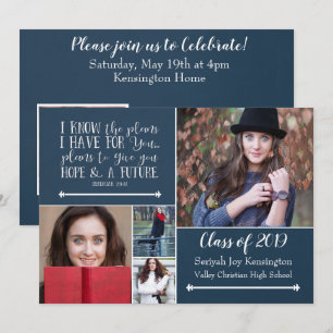 Invitation Christian Bible Verse Graduation Photo Collage