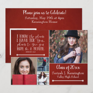 Invitation Christian Bible Verse Graduation Photo Collage