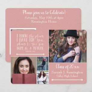 Invitation Christian Bible Verse Graduation Photo Collage