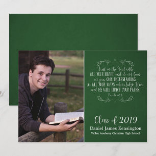 Invitation Christian Bible Verse Green Graduation Photo