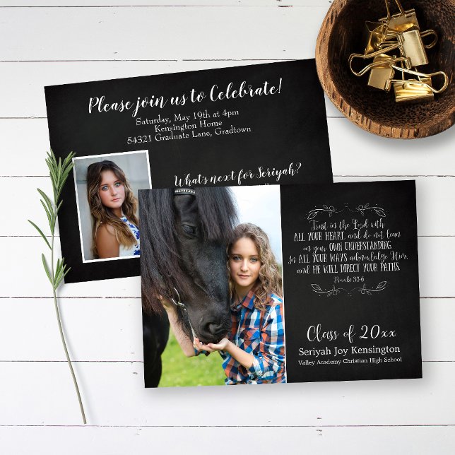 Invitation Christian Bible Verse Rustic Graduation Photo (Créateur téléchargé)