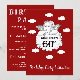Invitation Christian Cherub Angel Joyeux 60e Anniversaire Rou
