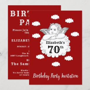 Invitation Christian Cherub Angel Joyeux 70e Anniversaire Rou