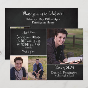 Invitation Christian Graduation Bible Verse 3 Photo Collage
