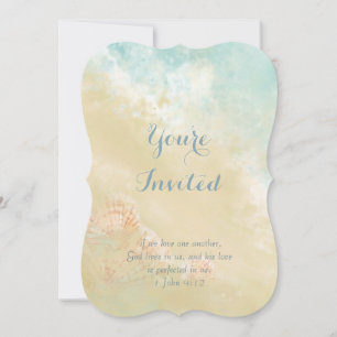 Invitation Christian Scripture Beach Seashell Destination