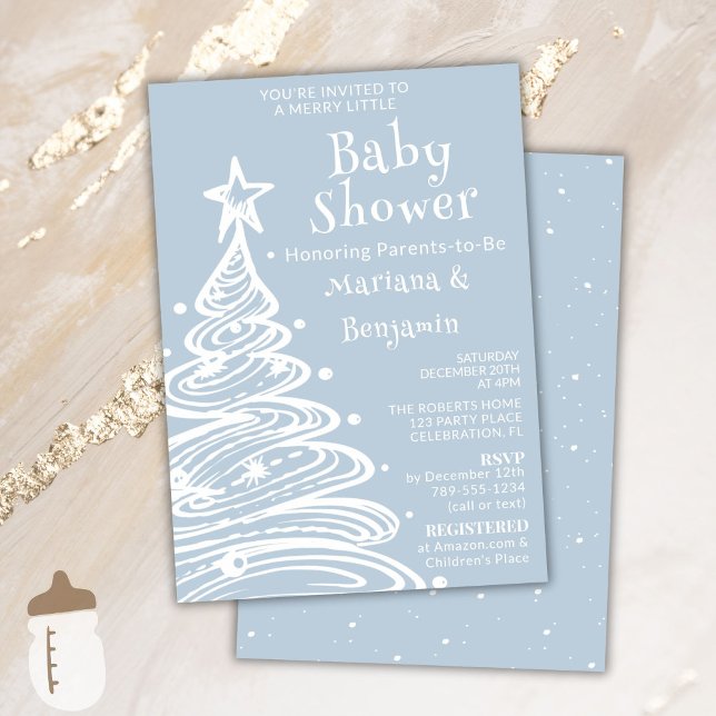 Invitation Christmas Blue Boy Couples Baby Shower (Créateur téléchargé)