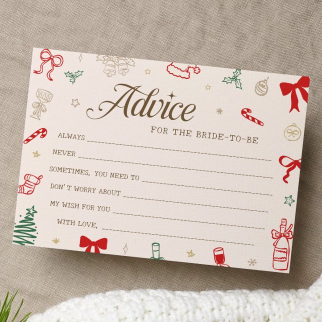 Invitation Christmas Bridal Shower Advice for the Bride Card (Créateur téléchargé)