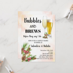 Invitation Christmas Bubble & Brews Couples Douche