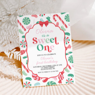 Invitation Christmas Candy Sweet Un premier anniversaire