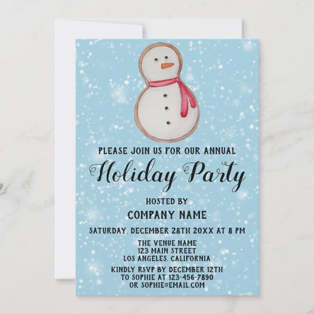 Invitation Christmas Cookie Company Fête de Vacances Blue nei (Devant)