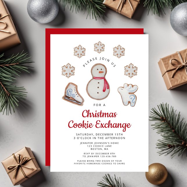Invitation Christmas Cookie Exchange Party Cute Snowman (Christmas Cookie Exchange Party Cute Snowman Invitation)